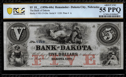 1850 obsolete dakota - 1850's, $5